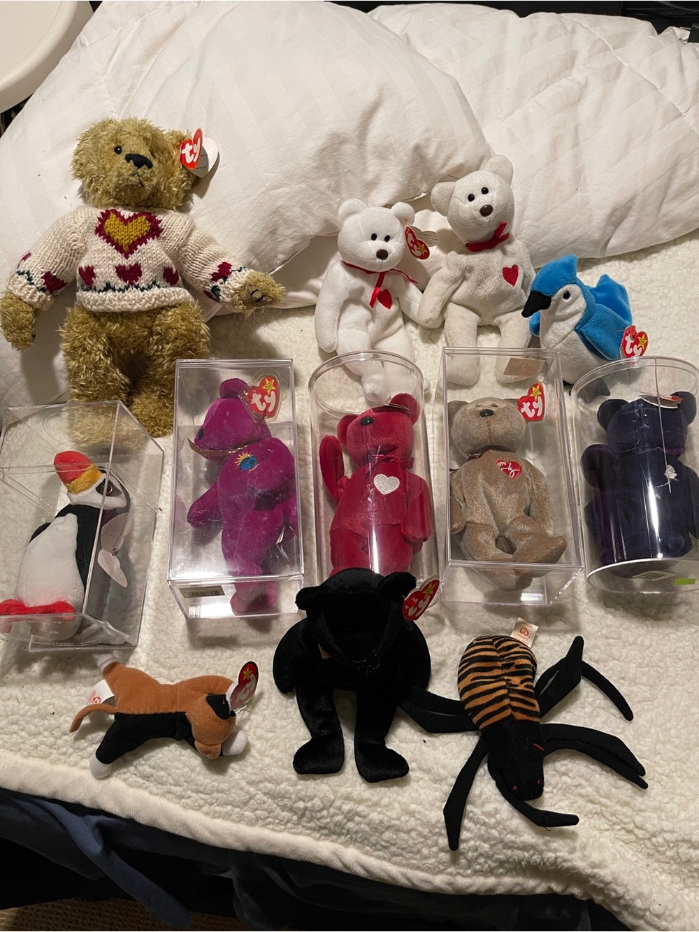 Ty Assorted Plush Pet Collection - White, Red, Blue, Brown, Black, Purple, Pink
